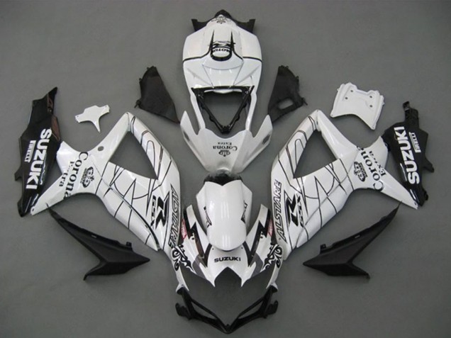 Billigste Suzuki GSXR 750 Motorrad Verkleidung 2008-2010 - Weiss Schwarz Corona Extra Alstare