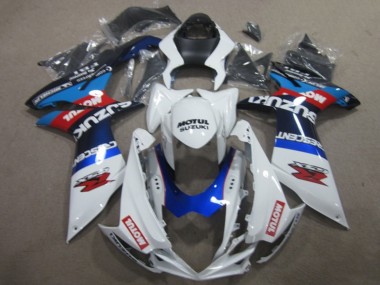 Billigste Suzuki GSXR 750 Motorrad Verkleidung 2011-2024 - Weiss Blau Motul
