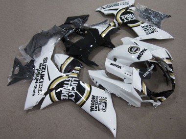 Billigste Suzuki GSXR 750 Motorrad Verkleidung 2011-2024 - Weiss Lucky Strike Schwarz Motul