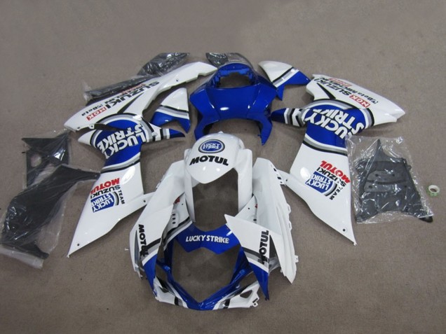 Billigste Suzuki GSXR 750 Motorrad Verkleidung 2011-2024 - Weiss Lucky Strike Motul