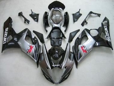 Billigste Suzuki GSXR 1000 Motorrad Verkleidung Kit 2005-2006 - Glanzendes Schwarz Silber Rot