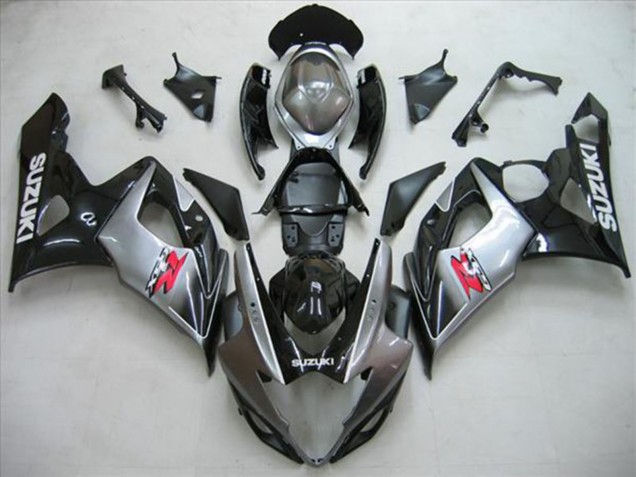 Billigste Suzuki GSXR 1000 Motorrad Verkleidung Kit 2005-2006 - Glanzendes Schwarz Silber Rot