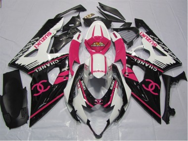 Billigste Suzuki GSXR 1000 Motorrad Verkleidung 2005-2006 - Weiss Rosa Schwarz Chanel