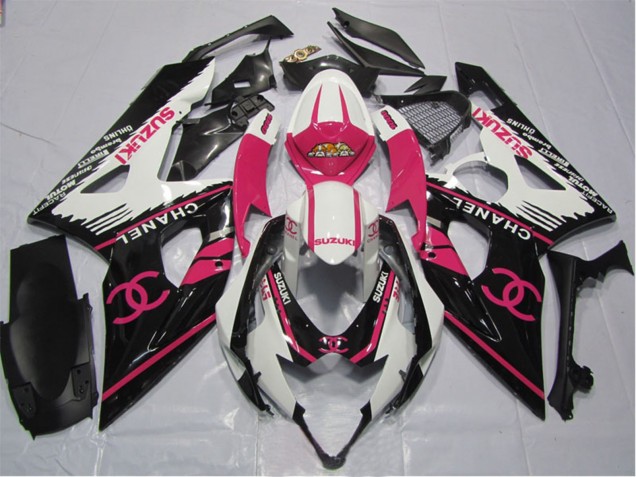 Billigste Suzuki GSXR 1000 Motorrad Verkleidung 2005-2006 - Weiss Rosa Schwarz Chanel