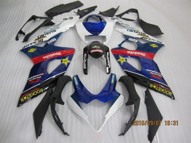 Billigste Suzuki GSXR 1000 Motorrad Verkleidung 2005-2006 - Blau Weiss Rot Schwarz RockStar