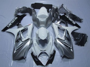 Billigste Suzuki GSXR 1000 Motorrad Verkleidung 2007-2008 - Weiss Silber Schwarz