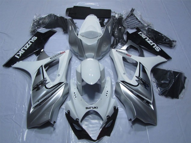 Billigste Suzuki GSXR 1000 Motorrad Verkleidung 2007-2008 - Weiss Silber Schwarz