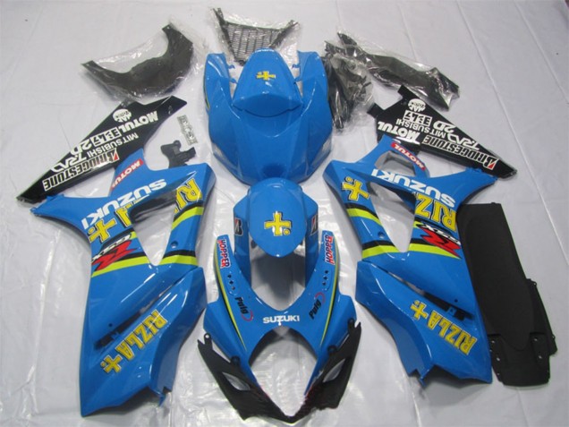 Billigste Suzuki GSXR 1000 Motorrad Verkleidung 2007-2008 - Blau Gold Schwarz Rizla