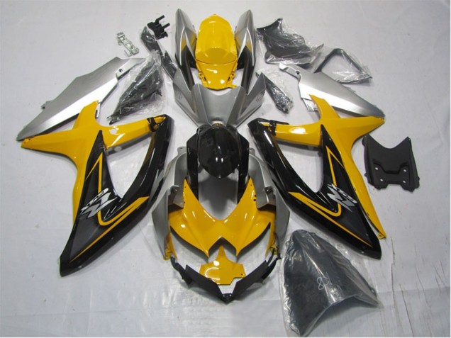 Billigste Suzuki GSXR 1000 Motorrad Verkleidung Kit 2007-2008 - Gelb Silber Schwarz