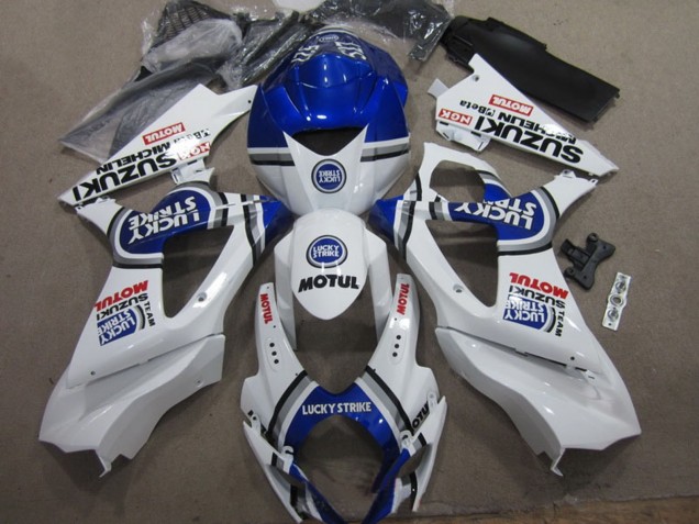 Billigste Suzuki GSXR 1000 Motorrad Verkleidung 2007-2008 - Weiss Blau Lucky Strike Rot Motul