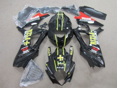 Billigste Suzuki GSXR 1000 Motorrad Verkleidung 2007-2008 - Glanzendes Schwarz Gelb Rot Rizla