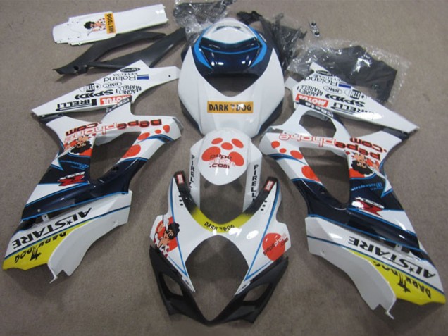 Billigste Suzuki GSXR 1000 Motorrad Verkleidung 2007-2008 - Weiss Rot Blau Gelb Dunkel Dog