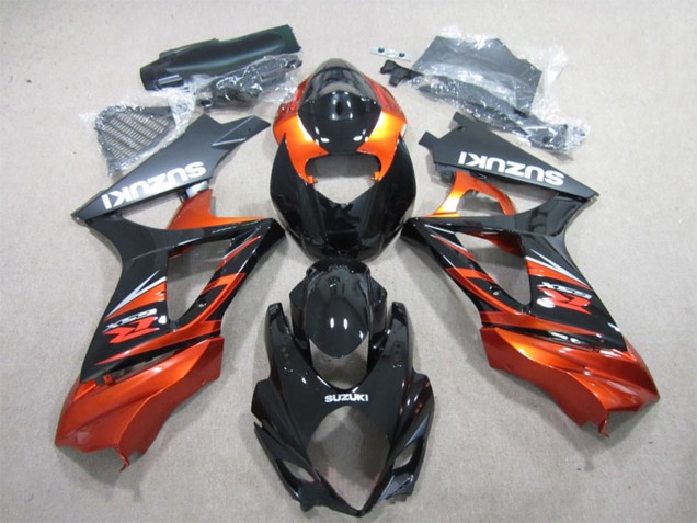 Billigste Suzuki GSXR 1000 Motorrad Verkleidung 2007-2008 - Glanzendes Schwarz Orange