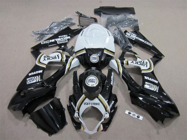 Billigste Suzuki GSXR 1000 Motorrad Verkleidung 2007-2008 - Weiss Schwarz Lucky Strike Motul