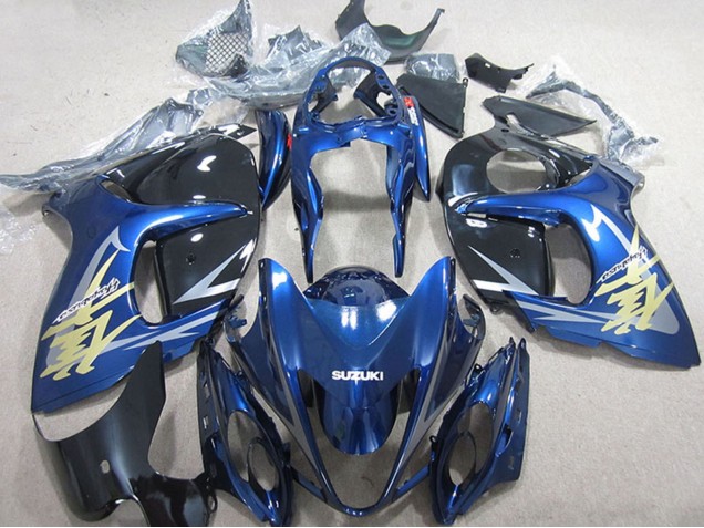 Billigste Suzuki GSXR 1300 Hayabusa Motorrad Verkleidung 2008-2020 - Blau Weiss Gold Aufkleber