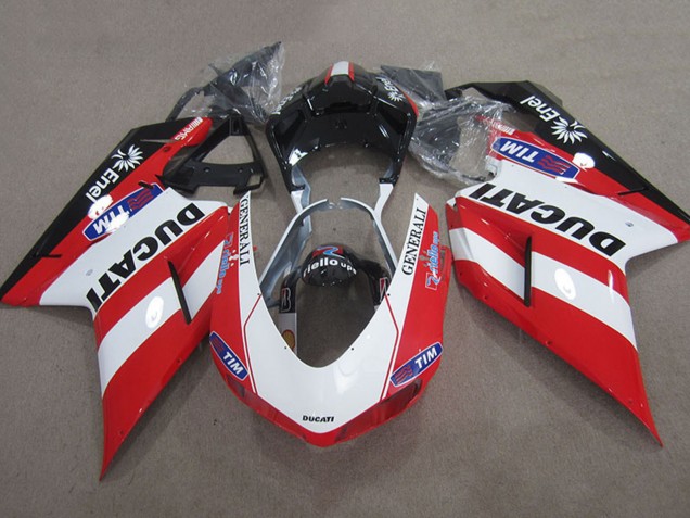 Billigste Ducati 1098 Motorrad Verkleidung 2007-2014 - Rot Weiss Schwarz Generali Tim