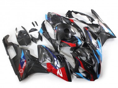 Billigste BMW S1000RR Motorrad Verkleidung 2015-2016 - Blau Rot Carbonfaser