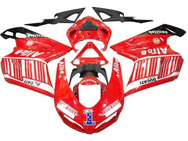 Billigste Ducati 1098 Motorrad Verkleidung 2007-2014 - Weiss Rot Glanzendes Schwarz Alice 1