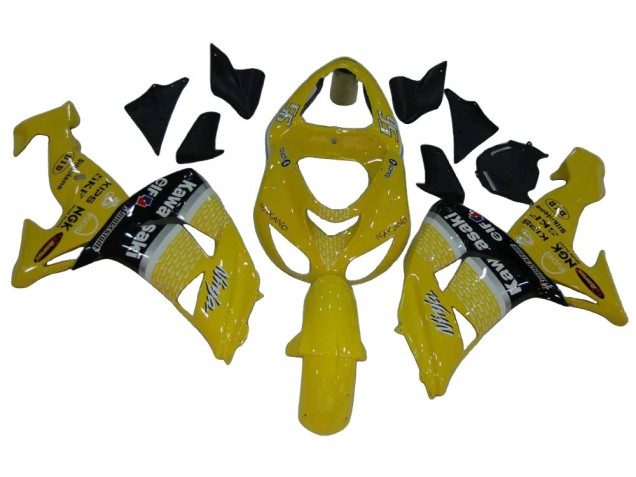 Billigste Kawasaki ZX10R Motorrad Verkleidung 2006-2007 - Gelb Silber Schwarz Elf