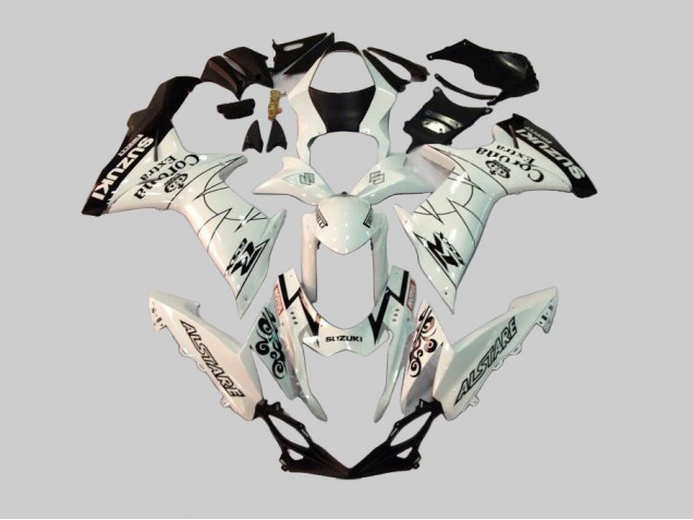 Billigste Suzuki GSXR 600/750 Motorrad Verkleidung 2011-2024 - Weiss Schwarz Alstare Corona Extra Motul
