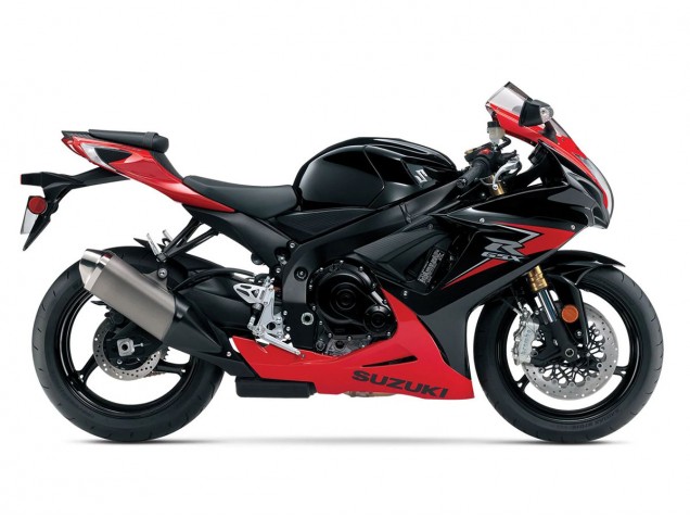 Billigste Suzuki GSXR 600/750 Motorrad Verkleidung 2011-2024 - Rot Glanzendes Schwarz