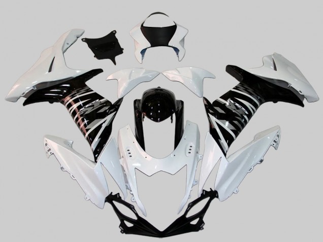 Billigste Suzuki GSXR 600/750 Motorrad Verkleidung 2011-2024 - Weiss Glanzendes Schwarz