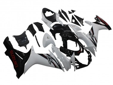 Billigste Suzuki GSXR 600/750 Motorrad Verkleidung 2011-2024 - Weiss Glanzendes Schwarz