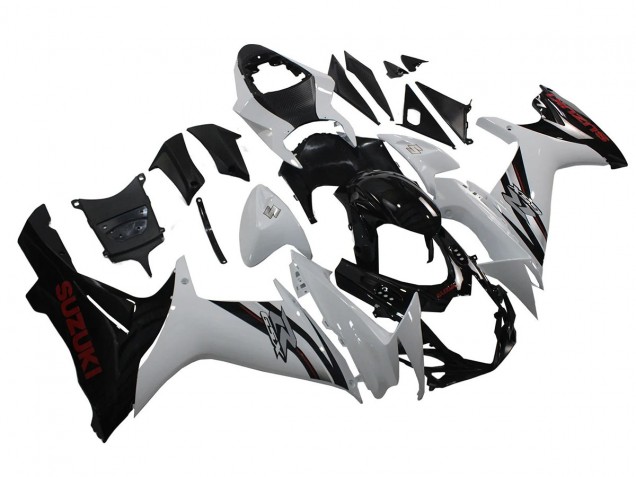 Billigste Suzuki GSXR 600/750 Motorrad Verkleidung 2011-2024 - Weiss Glanzendes Schwarz