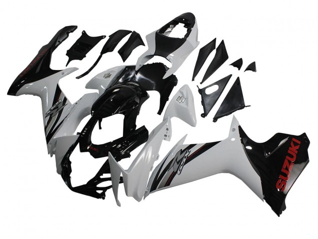 Billigste Suzuki GSXR 600/750 Motorrad Verkleidung 2011-2024 - Weiss Glanzendes Schwarz
