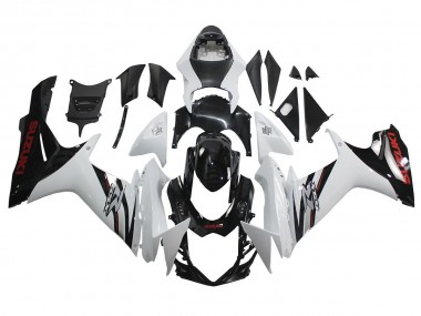 Billigste Suzuki GSXR 600/750 Motorrad Verkleidung 2011-2024 - Weiss Glanzendes Schwarz