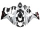 Billigste Suzuki GSXR 600/750 Motorrad Verkleidung 2011-2024 - Weiss Glanzendes Schwarz
