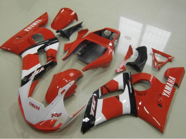 Billigste Yamaha YZF R6 Motorrad Verkleidung 1998-2002 - Rot Weiss Glanzendes Schwarz