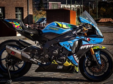 Billigste Yamaha YZF R1 Motorrad Verkleidung 2015-2019 - Blau Gelb Hai