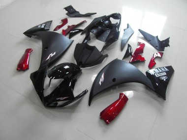 R1 09-11 Motorrad Verkleidungen - Matt Schwarz Rot