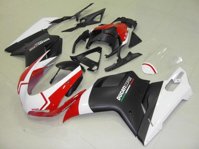 Ducati 848 1098 1198 07-14 Motorrad Verkleidungen - Matt Schwarz Weiß Rot Ducati 848 1098 1198 07-14 Motorrad Verkleidungen - Matt Schwarz Weiß Rot