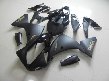 R1 09-11 Motorrad Verkleidungen - Matt Schwarze und goldene Aufkleber