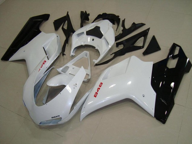 Ducati 848 1098 1198 07-14 Motorrad Verkleidungen - Perl Weiß Schwarz Ducati 848 1098 1198 07-14 Motorrad Verkleidungen - Perl Weiß Schwarz