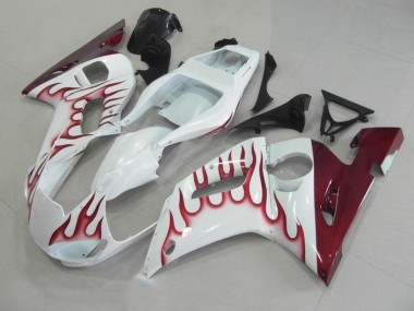 R6 98-02 Motorrad Verkleidungen - Rot Flamme