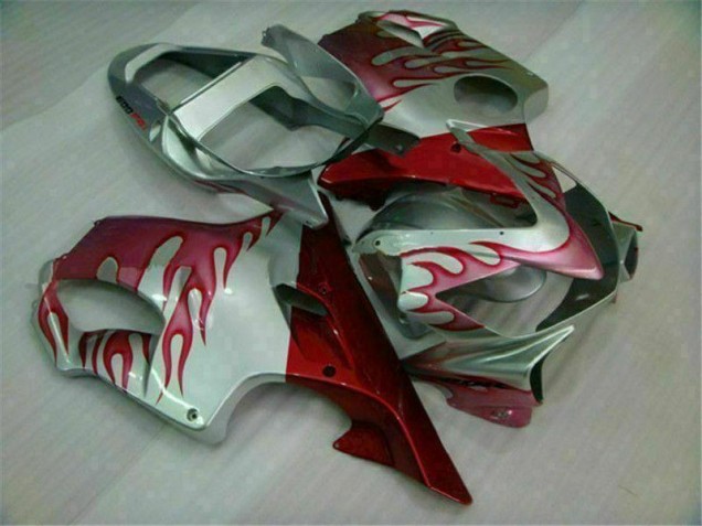 CBR 600 F4i 01-03 Motorrad Verkleidungen - Rot Flamme Silber CBR 600 F4i 01-03 Motorrad Verkleidungen - Rot Flamme Silber