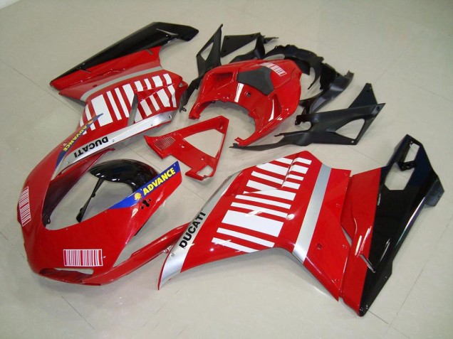 Ducati 848 1098 1198 07-14 Motorrad Verkleidung - Rot Weiß Ducati 848 1098 1198 07-14 Motorrad Verkleidung - Rot Weiß