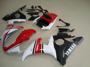 R6 03-05 Motorrad Verkleidungen - Rot Weiß Matt Schwarz