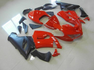 ZX6R 05-06 Motorrad Verkleidungen - Rot und Matt Schwarz