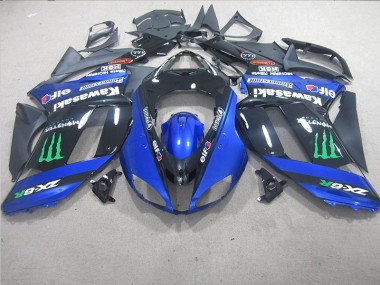 ZX6R 07-08 Motorrad Verkleidungen - Schwarz Blaus Monster