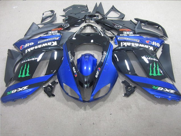 ZX6R 07-08 Motorrad Verkleidungen - Schwarz Blaus Monster ZX6R 07-08 Motorrad Verkleidungen - Schwarz Blaus Monster