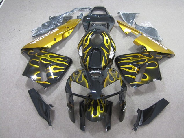 CBR 600 RR 05-06 Motorrad Verkleidungen - Schwarz Gelb Flamme CBR 600 RR 05-06 Motorrad Verkleidungen - Schwarz Gelb Flamme