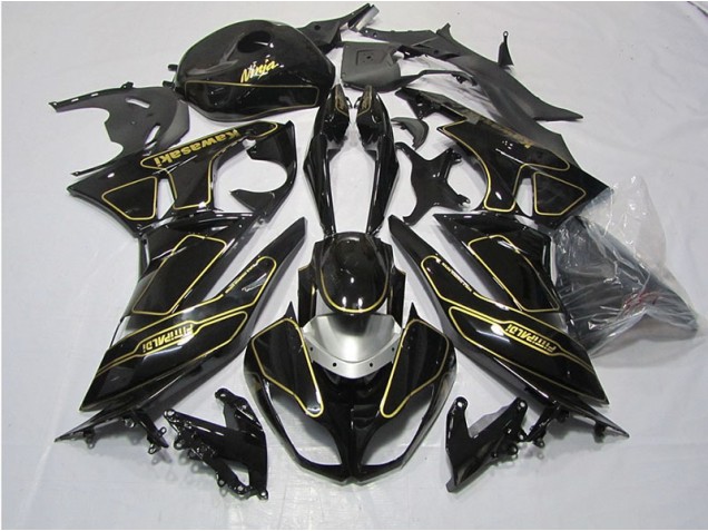 ZX6R 09-12 Motorrad Verkleidungen - Schwarz Gold ZX6R 09-12 Motorrad Verkleidungen - Schwarz Gold