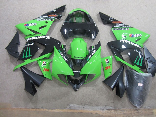 ZX10R 03-05 Motorrad Verkleidungen - Schwarz Grün 3M Monster ZX10R 03-05 Motorrad Verkleidungen - Schwarz Grün 3M Monster