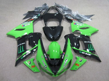 ZX6R 05-06 Motorrad Verkleidungen - Schwarz Grün 3M Touch4 Monster