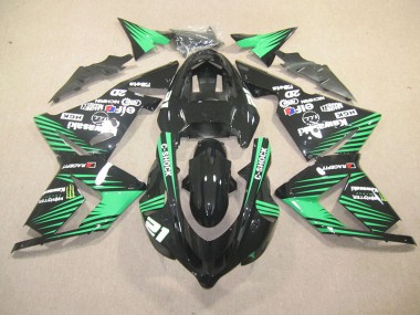 ZX10R 03-05 Motorrad Verkleidungen - Schwarz Grün C Shock Monster