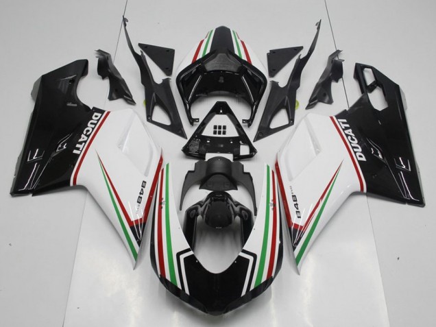 Ducati 848 1098 1198 07-14 Motorrad Verkleidungen - Schwarz Grün und Weiß Ducati 848 1098 1198 07-14 Motorrad Verkleidungen - Schwarz Grün und Weiß